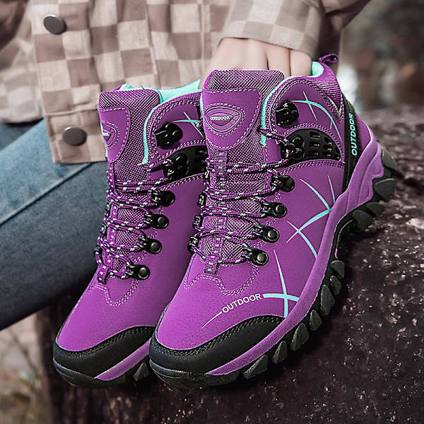 Dame vintersne støvler Vandtætte sko Anti-skrid Casual Let vandrestøvle 2K2026 Purple Purple 44