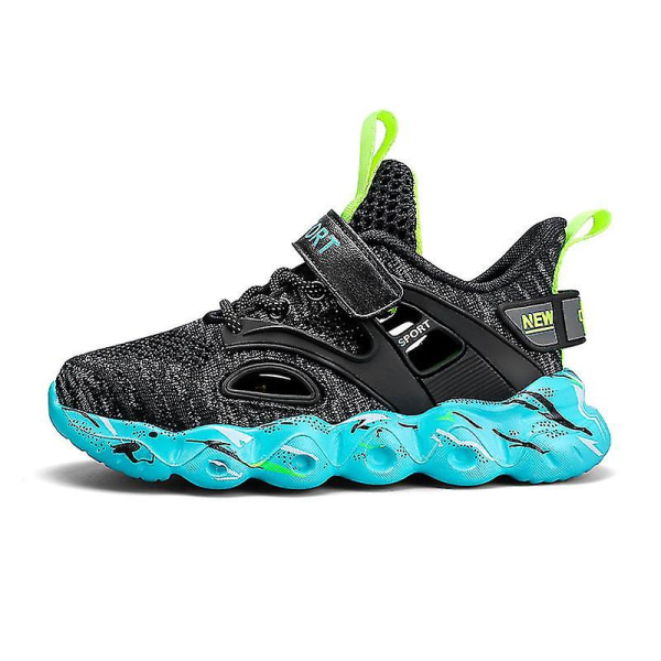 Nya trendiga sneakers för pojkar och flickor, andningsbara löparskor, moderiktiga sportskor 3c907 Black 35
