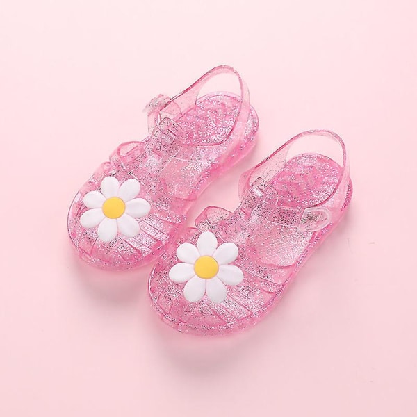 Nya sommar barn Jelly Princess Sandaler Söta blommor Barnsandaler Flickor Småbarn Baby Andas ihåliga skor L Size 26