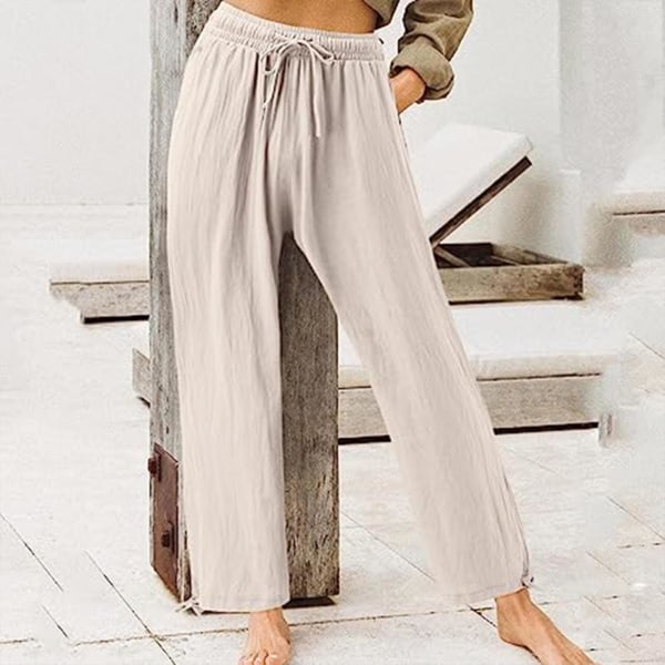 Naisten joogahousut taskuilla urheiluun, urheiluun, sopivat ystävien tapaamisiin Light Brown XL