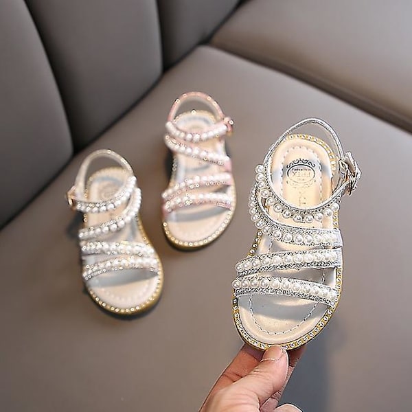 Pigesandaler Hverdags Glitter Festsko Flade Pu Snøresandaler Stropsandaler Store Børn (2-5 år +) Pink 29