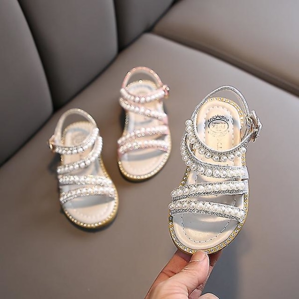 Pigesandaler Hverdags Glitter Kjolesko Flade Pu Snøresandaler Stropsandaler Store Børn (13 år +) Gold 28