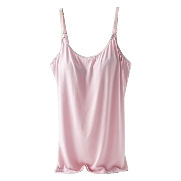 Gravide Kvinner Ammeundertøy Camisole Maternity Justerbare Stropper Innebygd Pad Vest Topp Underskjorte Loungewear Pink L