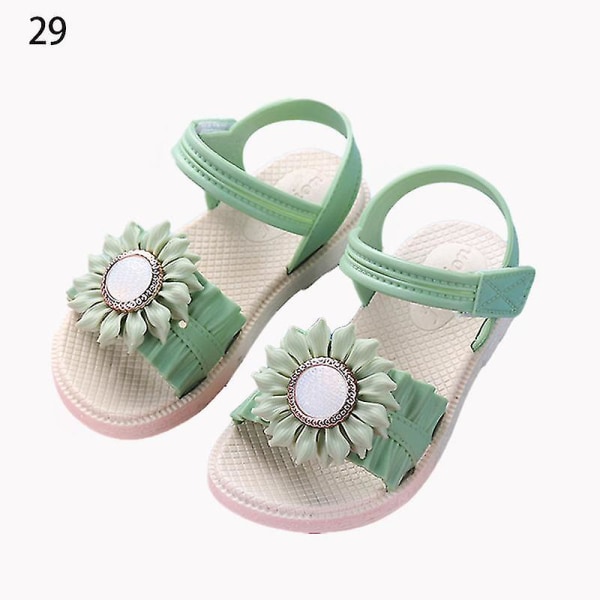 Pigesandaler med åben tå, margueritblomst, sommerstrandsko med PVC-sål, skridsikre Green 29