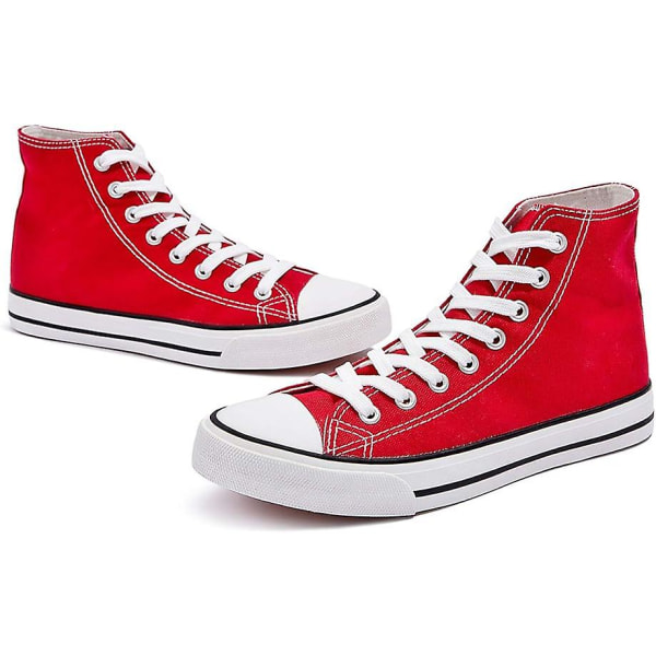 Canvas Sportskor för Män och Kvinnor, Höga Snörskor Casual Walking Shoes red 39CM