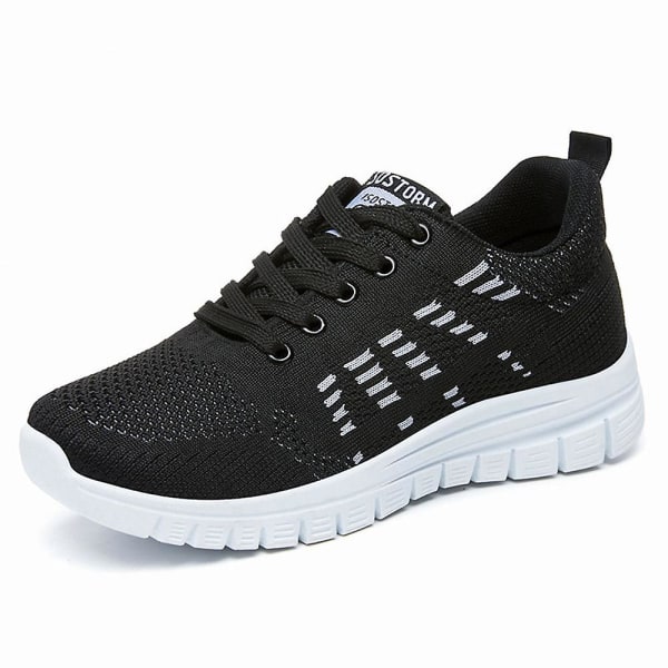 Dam Luftiga Atletiska Snörskor Fitness Gym Mjuk-solade Sneakers Promenader Sports Löparskor Black 37