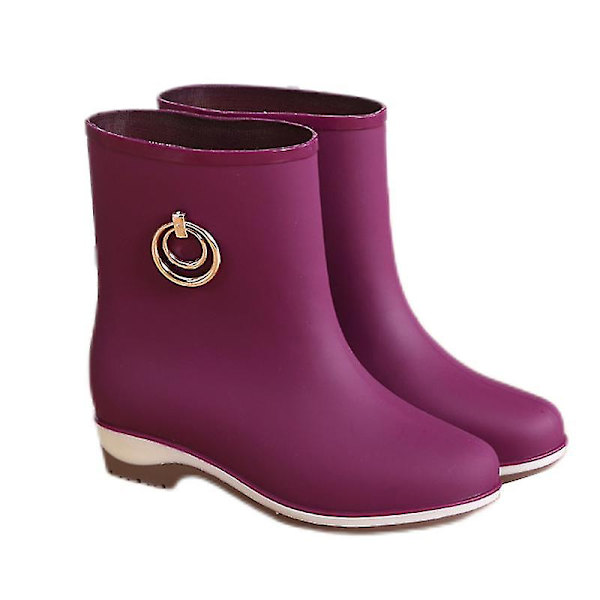 Sklisikre hagesko for kvinner, slip-on, utendørs, midt på leggen, avslappet, rund tå, arbeidssko Purple EU 35.5