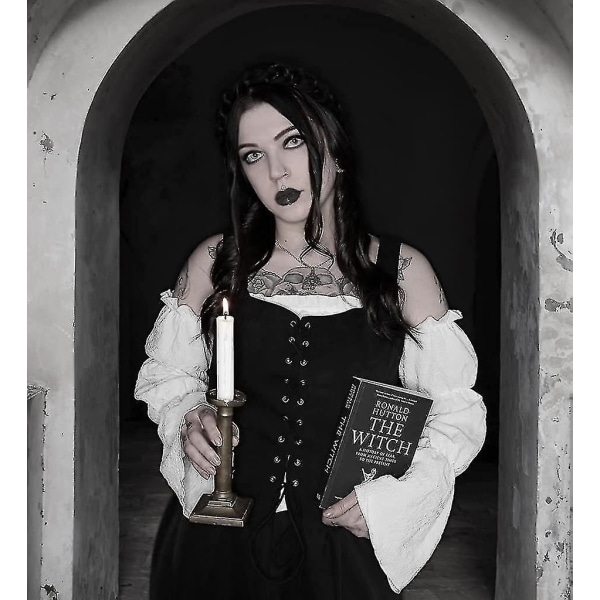 Dame Pirat Renaissance Vest Cosplay Kostume Bonde Livstykke Black 3X-Large