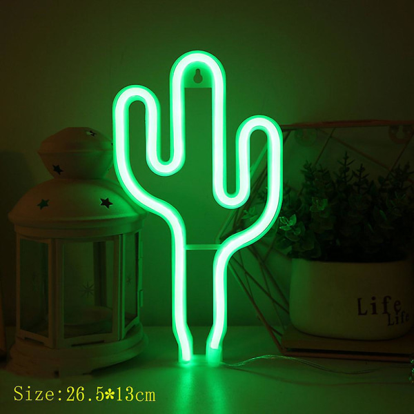 LED Neon Lys Vægkunst Skilt Soveværelse Indretning Hængende Natlampe Hjemmefest Ferie Indretning Julegave Cactus