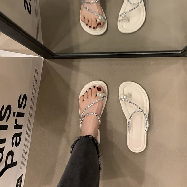 Sandaler med åpen tå for kvinner, sklisikre sandaler egnet for bruk på stranden Silver 40