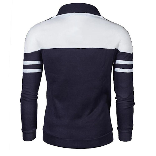 Herr Colorblock Full Zip Sportjacka Casual Långärmad Slim Fit Sweatshirt Jacka Navy Blue L