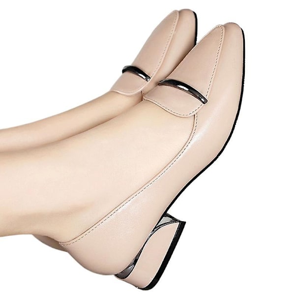 Dame Lak Loafers Håndlavede Spids Tå Læder Komfortabel Slip-On Dame Flade Sko apricot 41