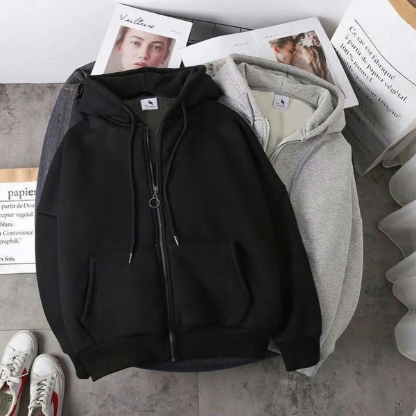 Herre Casual Hættetrøje med Lynlås Japansk Stil Efterårs Cardigan Top Til Forår Efterår Udendørs Brug Grey with Thin Velvet 2XL
