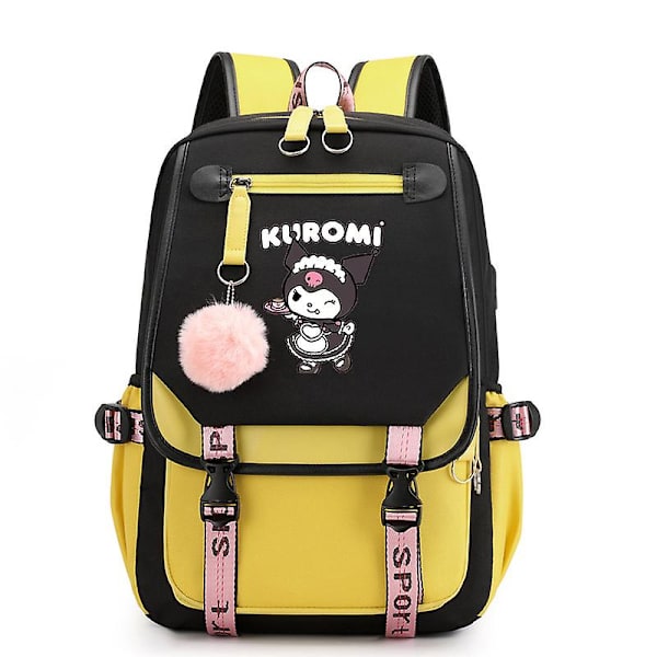 45cm Sanrios Cartoon Kawaii Kuromi My Melody Cinnamoroll Skolryggsäck Stor Kapacitet Casual Lätt Söt Ryggsäck Kuromi16