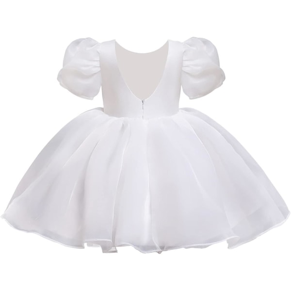 Flickklänning Puffärm Sommar Casual Flickor Prinsessklänning Rygglös hög midja flickklänningar för 2-10 år White 1 2 Years