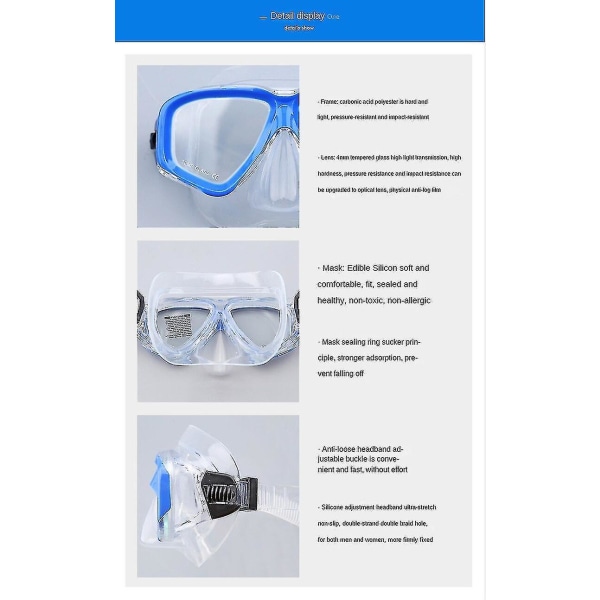 Härdat glas silikon dykmask Set Myopia simglasögon gul