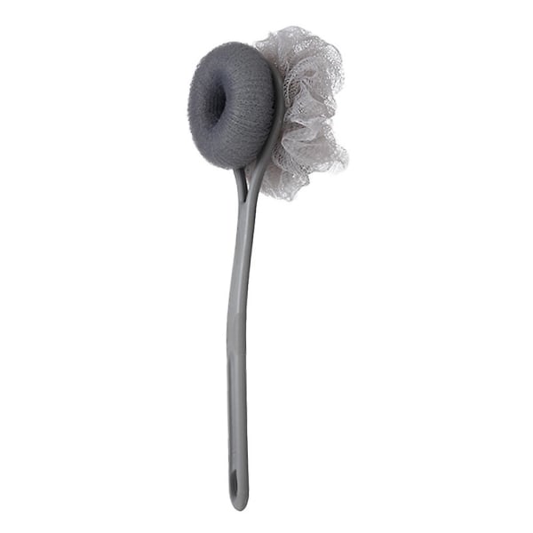 Ryggskrubber for dusj, langt håndtak, dusjkroppsbørste med børstehår og loofah Milky White
