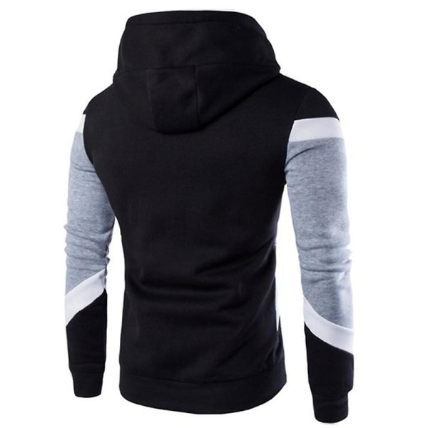 Herr Colorblock Casual Hoodies Långärmad Tröja Slim Fit Hooded Pullover Toppar Black XL