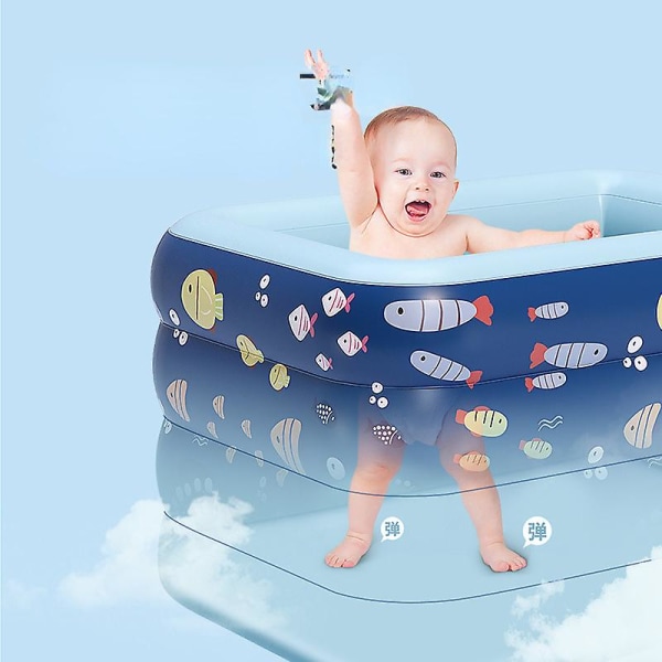 Baby helautomatisk uppblåsbar pool Hushållsbadkar för barn Hink hopfällbar förvaring sommar blue length 1.4M