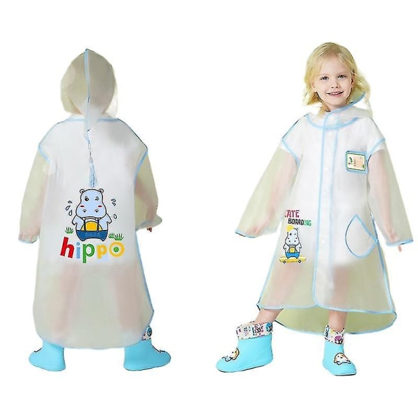 Hel Cartoon Dinosaur Barne Regnponcho Vanntett Hippo L