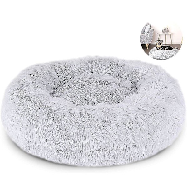 Lemmikkisänky kissoille ja koirille, pyöreä pehmoinen koiranpeti, donitsin muotoinen kissanpeti, väri ja koko valittavissa gray 70cm