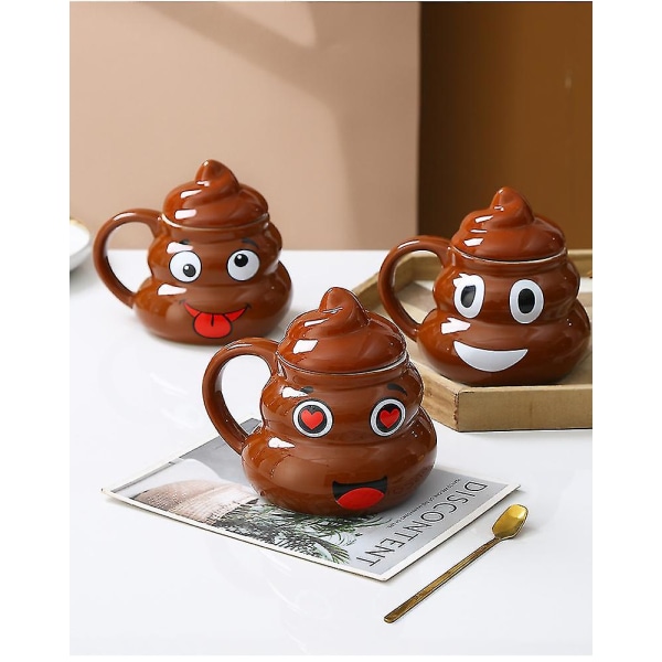 Söt bajs keramik vattenmugg Bajs mugg Bajs trick present Bad smile