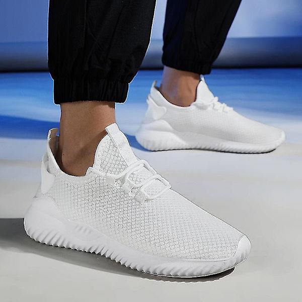 Herr Sneakers Löparskor Tennisskor Lätta Andningsbara Sport Atletiska 3cf1003 White 41