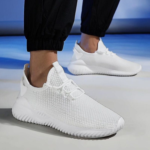 Herre Sneakers Løpesko Tennissko Lett Pustende Sport Atletisk 3cf1003 White 44