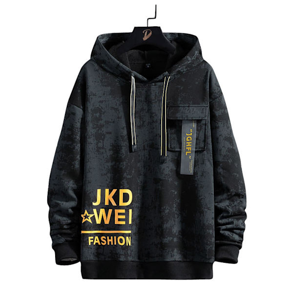 Kamuflasjemønstret hettegenser for menn, genser med hette Black 3XL