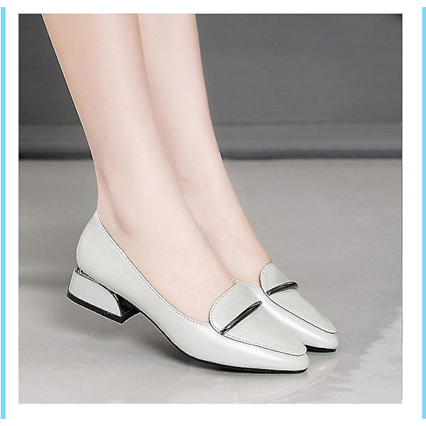 Dame Lak Loafers Håndlavede Spids Tå Læder Komfortabel Slip-On Dame Flade Sko grey 36
