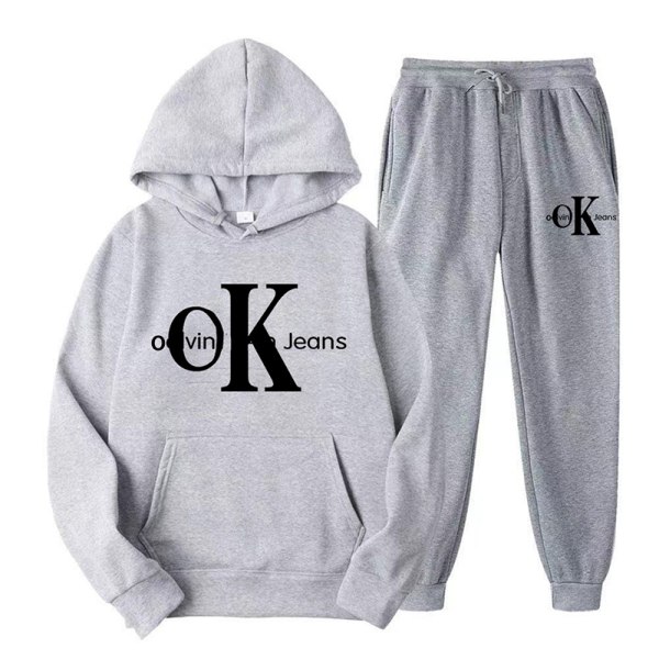 Naisten kaksiosainen verryttelypuku, pitkähihainen crop-setti, harmaa Gray M