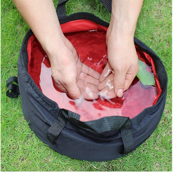 Hopfällbar Hink Utomhus Vikbar Vattenbehållare Bärbar Vattenbehållare För Resor Camping Red