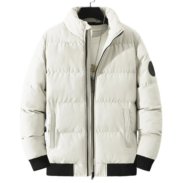 Varm Vinterjacka för Män, Enkel Stil, Vindtät Topp med Ståkrage, Mjukt Material, Förtjockad Varm Topp Khaki L