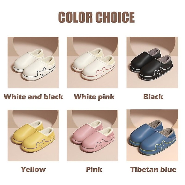 Dame Hjemmesko Nye Vinter Hjemmesko Pige Varm Indendørs Soveværelse Slides Tegneserie Bjørn Bomuldssko Vandtætte Skridsikre Hjemmesko B-white 40-41(fit size39-40)