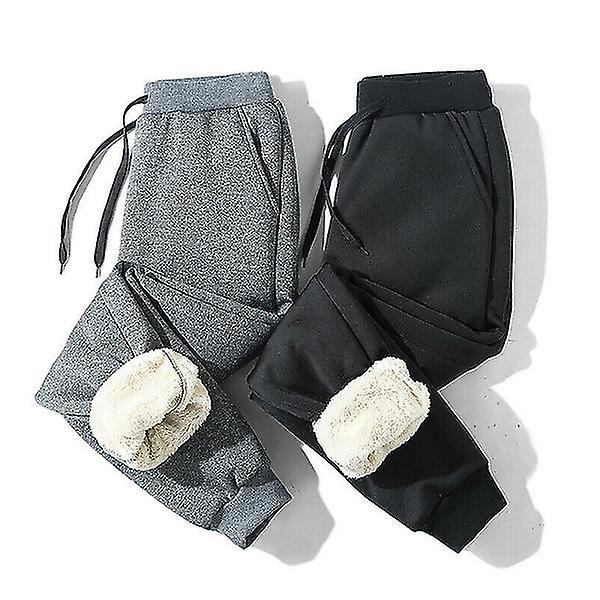 Herre Tykke Fleece Termobukser Udendørs Vinter Varme Afslappede Bukser Joggingbukser black L