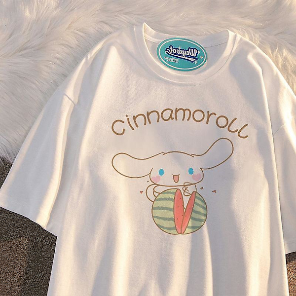 Fashion Kawaii Sanrios Kortärmad Söt Mjuk Cinnamoroll Tecknad Anime Vilt Tryck Kortärmad Plyschleksaker För Flickor Gåvor XL 13