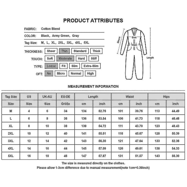 Plus Size Dame Bomull Lin Buksedress Jumpsuit Playsuit Vide Ben Overalls Bukser Gray 2XL