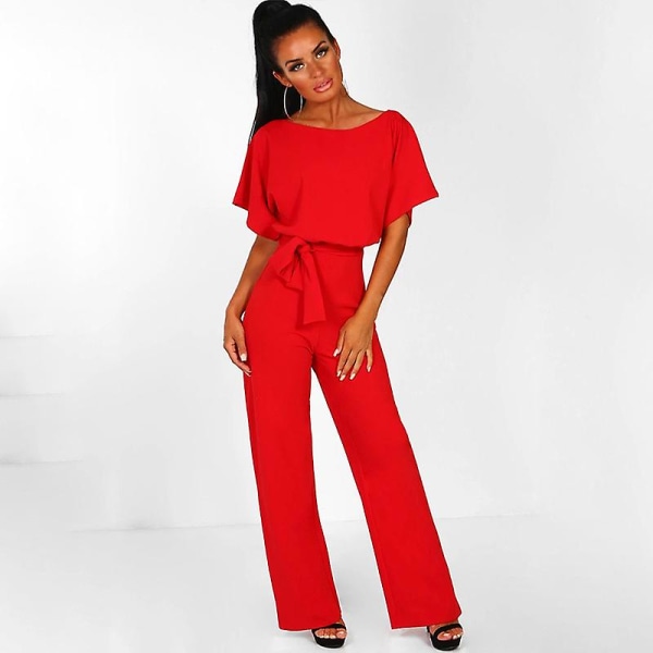 Dame Jumpsuit Casual Bred Ben Dame Aftenfest Lang Playsuit Red M