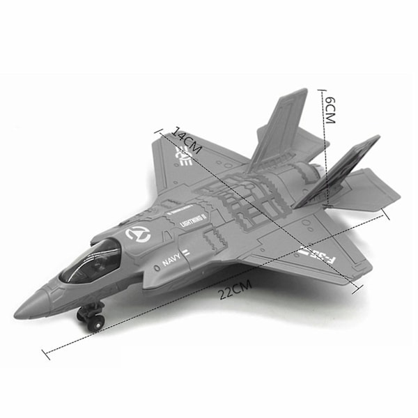 Stor Legering Dra Tillbaka F-35 Jaktplansmodell Musik LED Light Blue