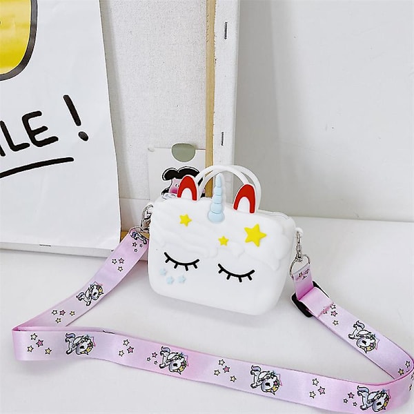 Tegneserie Dyre Silikon Sling Bag Myntveske Med Justerbar Stropp Bærbar Nyhet Cross Body Nøkkelvesker For Jente Tenåringer Ny Bunny With Pink Bow