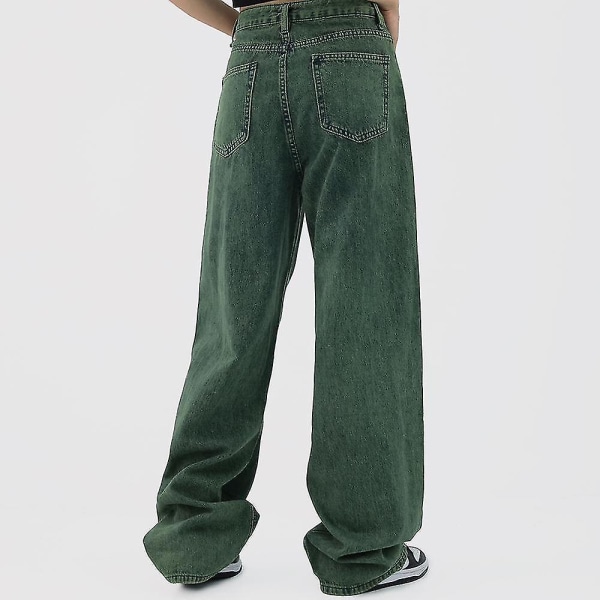 Kvinnor Streetwear Mode Byxor Höst Kvinnliga Gröna jeans Förstörda slitna hål Sexig Hög midja St Green XXL