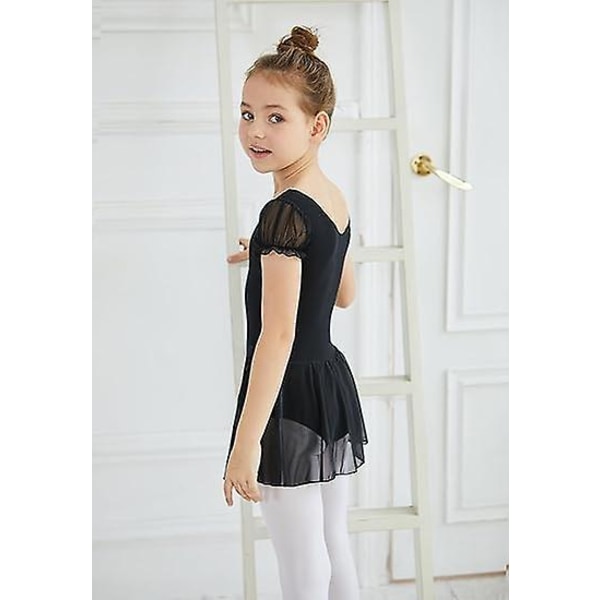 Toddler Flickor Balett Klänningar Leotards Med Kjol Dansklänning Ballerina Tutu Outfit black 130CM