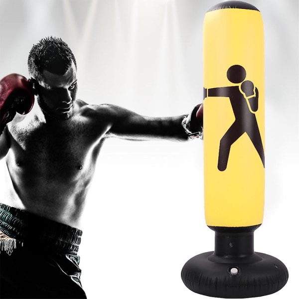 Oppustelig boksepude til børn, Bounce Back boksesæk, Fitness boksesække, Søjle Tumbler sandsæk til træning af karate, taekwondo, dekompression Yellow