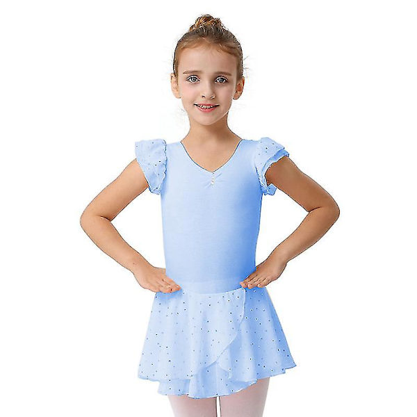 Jenter Volangermet Ballett Dansekjole Tutu Skjørtet Leotard Blue 110cm