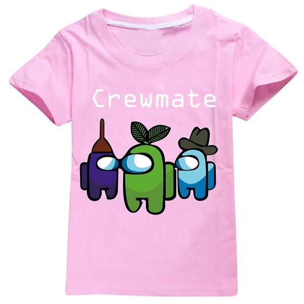 Among Us Game Barn Pojke Flicka Kortärmad Crewmate T-shirt T-shirt Sommar Casual Toppar Pink 2-3 Years