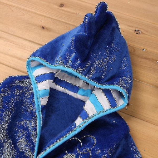 Børn Baby Mickey Mouse Hætte Fleece Badekåbe Morgenkåbe Drenge Piger Dyr Nattøj-b Blue Goldfish 5-6 Years