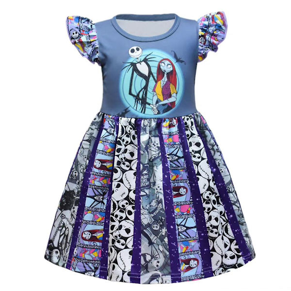 Zombie Bride Lasten Tyttöjen Lepattavat Hihat Halloween-kuvioinen Swing Laskostettu Mekko Juhliin Blue 5-6 Years