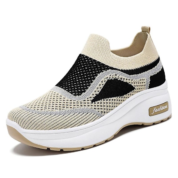 Dam Flat Bottom Mesh Skor Halkfria Mjukbottnade Skor Gåva Till Flickvän Kvinnlig Älskare Beige 39