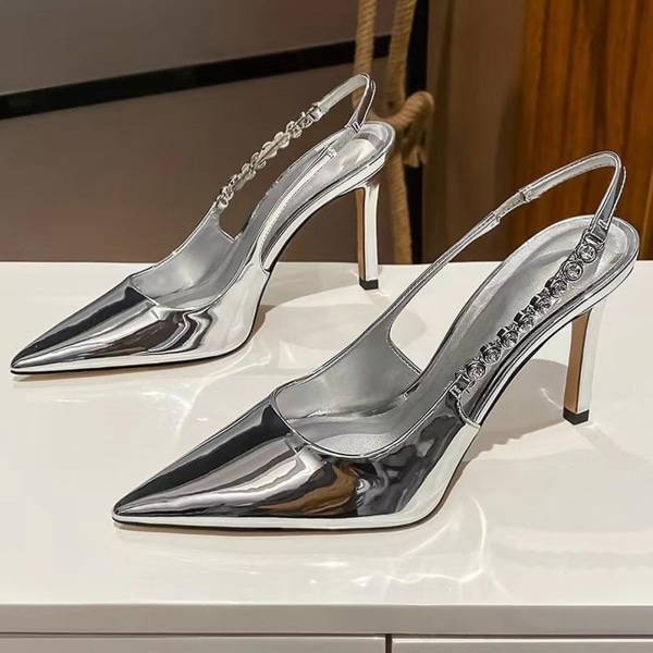 Høye stiletthæler for kvinner, klassiske spisse pumps sko bryllup brud fest kjolesko Black 38