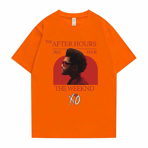 The After Hours Tour The Weeknd X'o Grafisk T-skjorte Mann Nyhet Bomulls T-skjorter Menn Kvinner Mote Sommer Oversized T-skjorte Orange S
